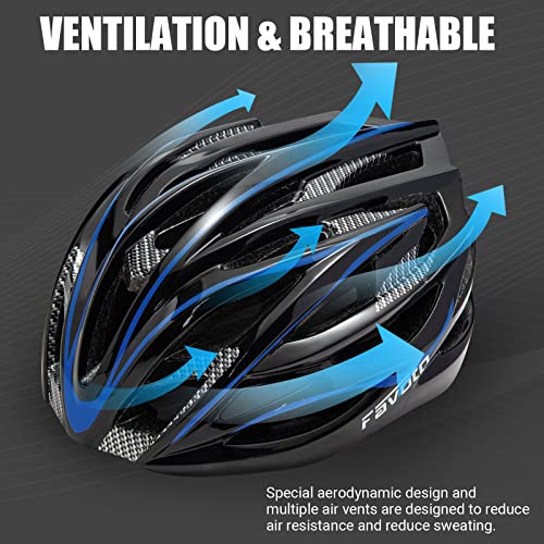 Favoto Bike Helmet Adult Bicycle Helmet Lightweight Breathable Cycling Helmets Mountain Road Bike Helmets Adjustable Dial Fit For Men Women, Blue #TOP2