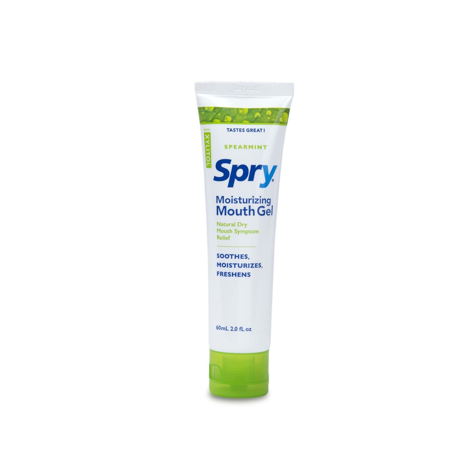 New Spry Dry Mouth Gel with Xylitol, Mint Free and Sugar Free for Natural and Long Lasting Dry Mouth Relief, Spearmint, 2 oz : Health & Household