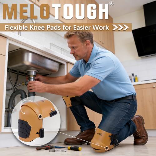 Image of MELOTOUGH Knee Pads for Work,Construction,Flooring,Gardening-Comfortable and Flexible(Brown)