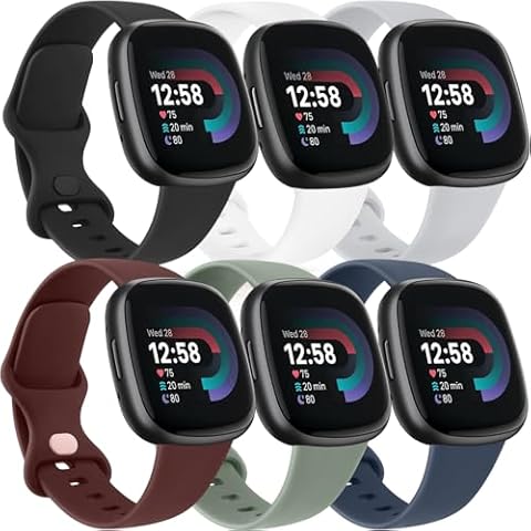 Vancle Bands for Fitbit Versa 4 / Versa 3 Bands, Fitbit Sense 2 / Sense Bands Women Men[6 Pack], Classic Soft Sport Replacement Strap for Fitbit Sense 2 / Versa 4 Smart Watch Cover