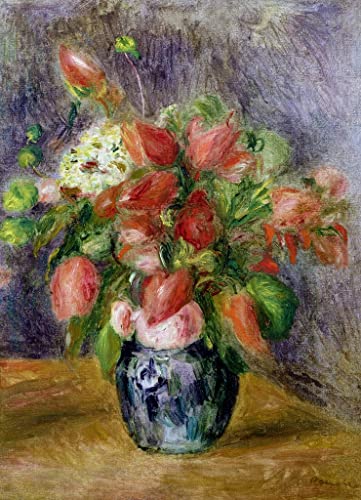 Impresión en lienzo Renoir Jarrón de flores decoración elegante para paredes de oficinas