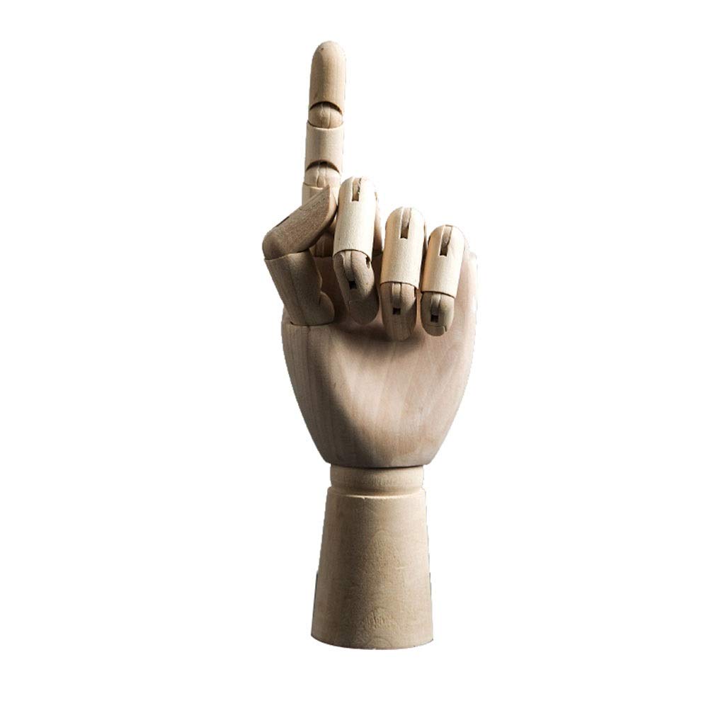 Desktop Ornament الخشب المفصل اليدين نموذج اليد الكمال لرسم رسم خشبي مقطعة أصابع مرنة مانيكين اليد الشكل عشوائي اليسار أو اليمين Statues (Color : B)