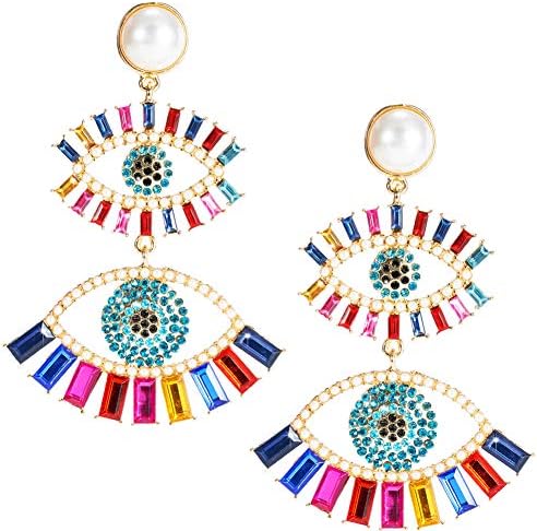 Eye Earrings for Women - Evil Eye Earrings，Gift for Birthday, Thanksgiving, Mother's Day, Casual or Daily Wear (Double gold)