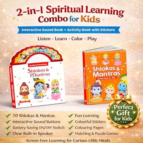 Image of Shloka and Mantras Sound and Activity Book Combo for Kids | India's First Hindu Mythology Musical Toy of Indian Gods Goddesses | Spiritual Learning Picture Sound Book