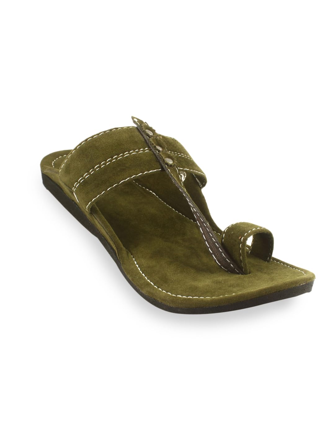 Men's Ethnic Footwear/Kolhapuri Chappal/Velvet Flat/Stylish & Comfortable-GREEN-image-35