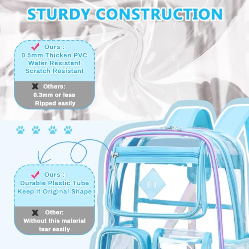 Image of PIG PIG GIRL Clear Backpack for School,Heavy Duty PVC Transparent Bookbag for Girls Stadium Approved See Through Backpack
