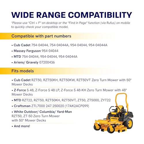 Image of [Upgraded Grip120] Canamax 754-04044 Deck Belt MTD 954-04044A Replacement - for Cub Cadet RZT 50 Z Force S 48 Troy Bilt Mustang XP 50 Craftsman ZTL7000 754-04044A 954-04044 Aramid Cord 1 /2 inch x 134 inch