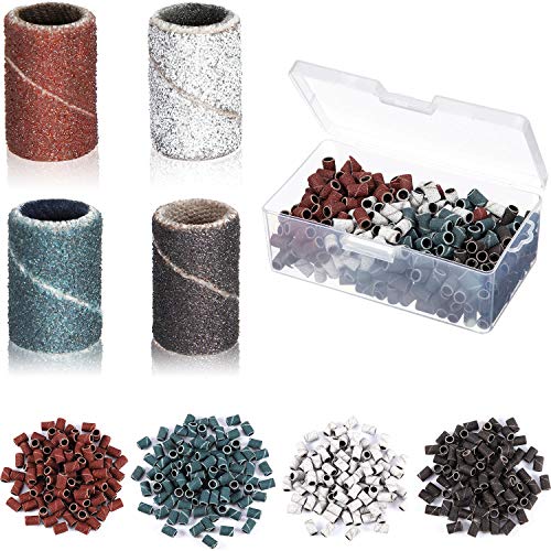 400 Pieces Sanding Bands For Nail Drill Bits Sanding Bands Grit File Sanding Bands 80/120/ 150/240 Grit Sanding Bands With Box For Nail Drill Manicure And Pedicure, 4 Colors #TOP30