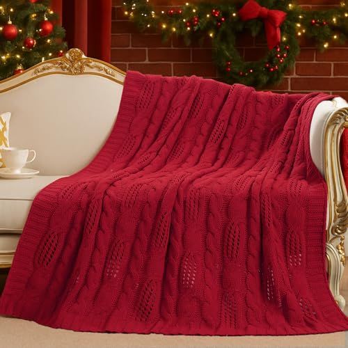 Amélie Home Chunky Knit Throw Blanket, Dual-Sided...