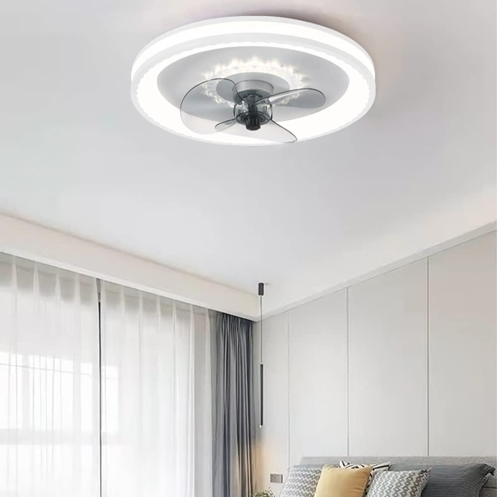 HXYSXHJUO Ceiling fan light LED Minimalist Illumination with Remote Control Dimmable 19.7 Inch Bedroom Restaurant Kitchen Blue White Gold (White)