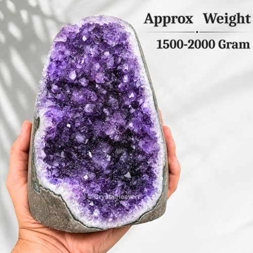 Image of Amethyst Crystal Stone Certified Cluster - Raw Amethyst Stone Original Certified for Energy Cleansing, Meditation, Chakra Balancing, Healing and Decoration Gift