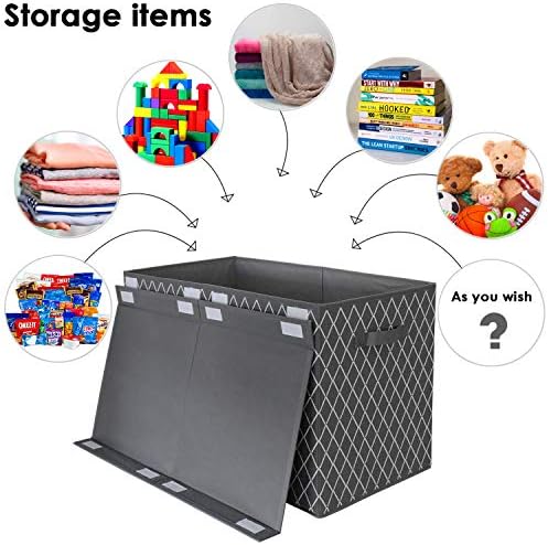 Kids Toy Box Chest Organizer Bins for Boys Girls, Large Fabric Collapsible Storage Basket Container with Flip-Top Lid & Handles for Clothes,Blanket,Nursery,Playroom,Bedroom, 24.5”x13”x16” (Gray) 5 51nFgnvY9bL. AC