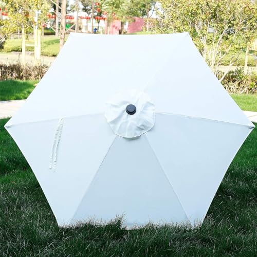 Image of Blissun 7.5 ft Patio Umbrella, Yard Umbrella, Outdoor Market Umbrella with Push Button Tilt Crank (Creamy White)