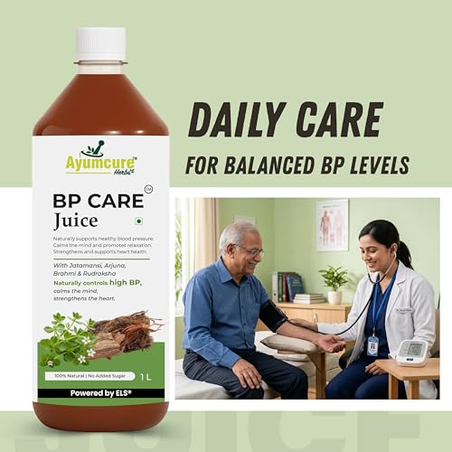 Image of Ayumcure BP CARE Juice | Ayurvedic way to manage High Blood Pressure | Jatamansi , Arjuna , Brahmi , Rudraksha | Helps in BP Levels, Tension and Sleep Quality | For Men & Women | Sugar Free | 1L ( Pack of 2 )