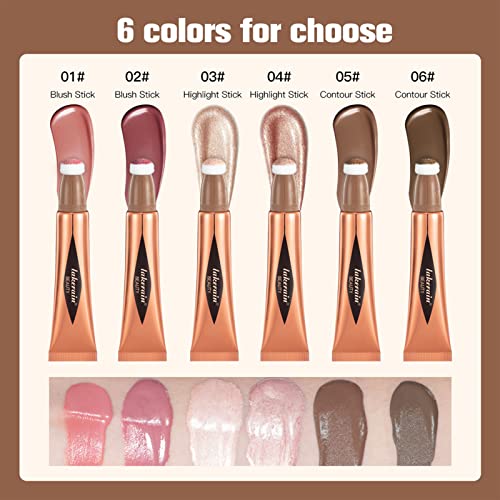 Liquid Highlighter Stick, Multi-Use Liquid Highlight Stick Makeup For Face Cheeks, Silky & Smooth Waterproof Matte Liquid Highlighter Stick With Cushion Applicator, Natural Looking Face Tint Highlighter Makeup(#03 Highlight) #TOP6