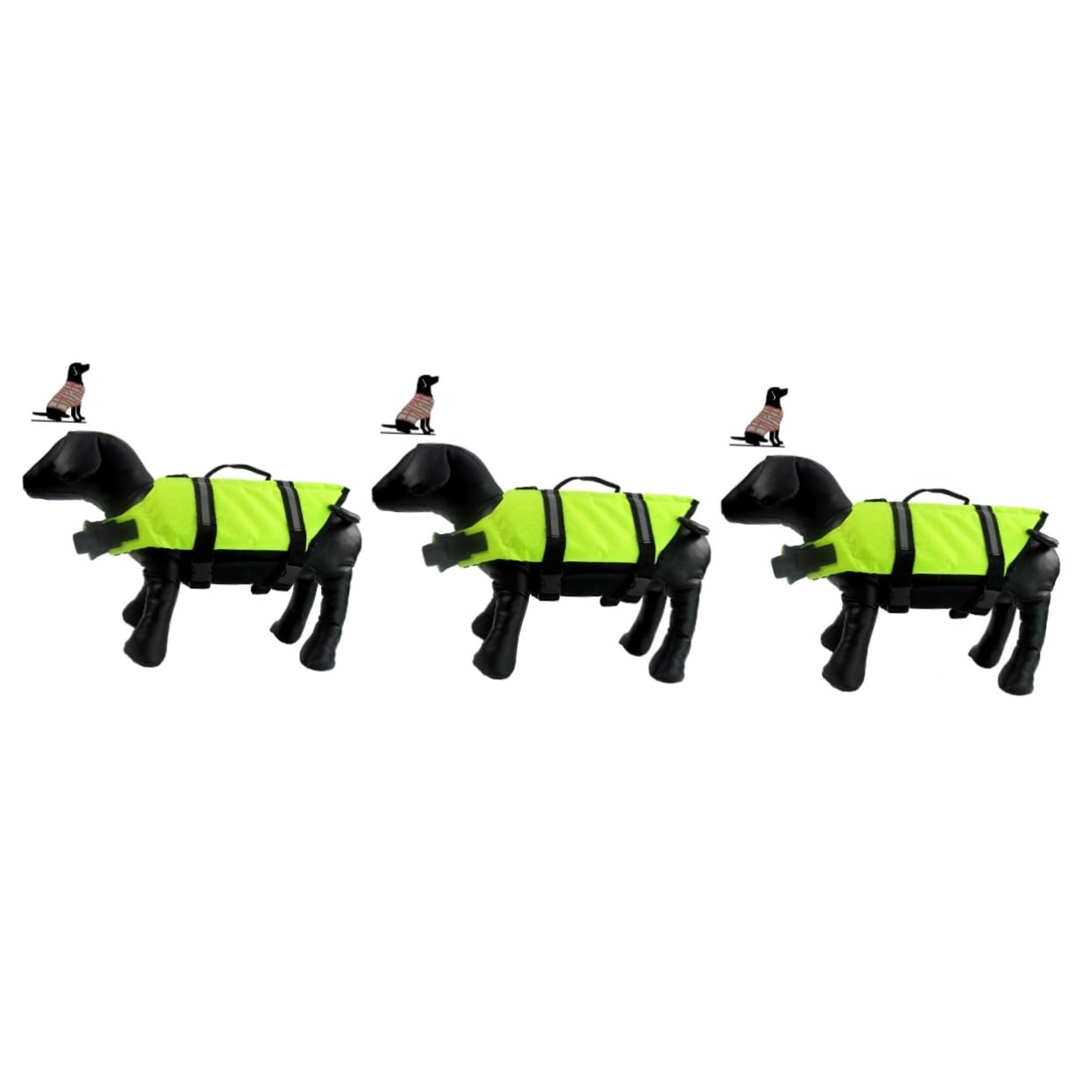 HANABASS 3pezzi Giubbotto Salvagente Riflettente Per Cani Di Piccola Taglia Xs Giacca Verde Per Nuoto e Attività All Aperto Comoda e Pratica Con Maniglie e Chiusura Rapida