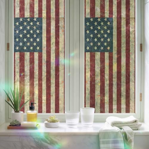 Película decorativa de ventana bandera USA 2 piezas 17.7"x78.7" miniatura 3