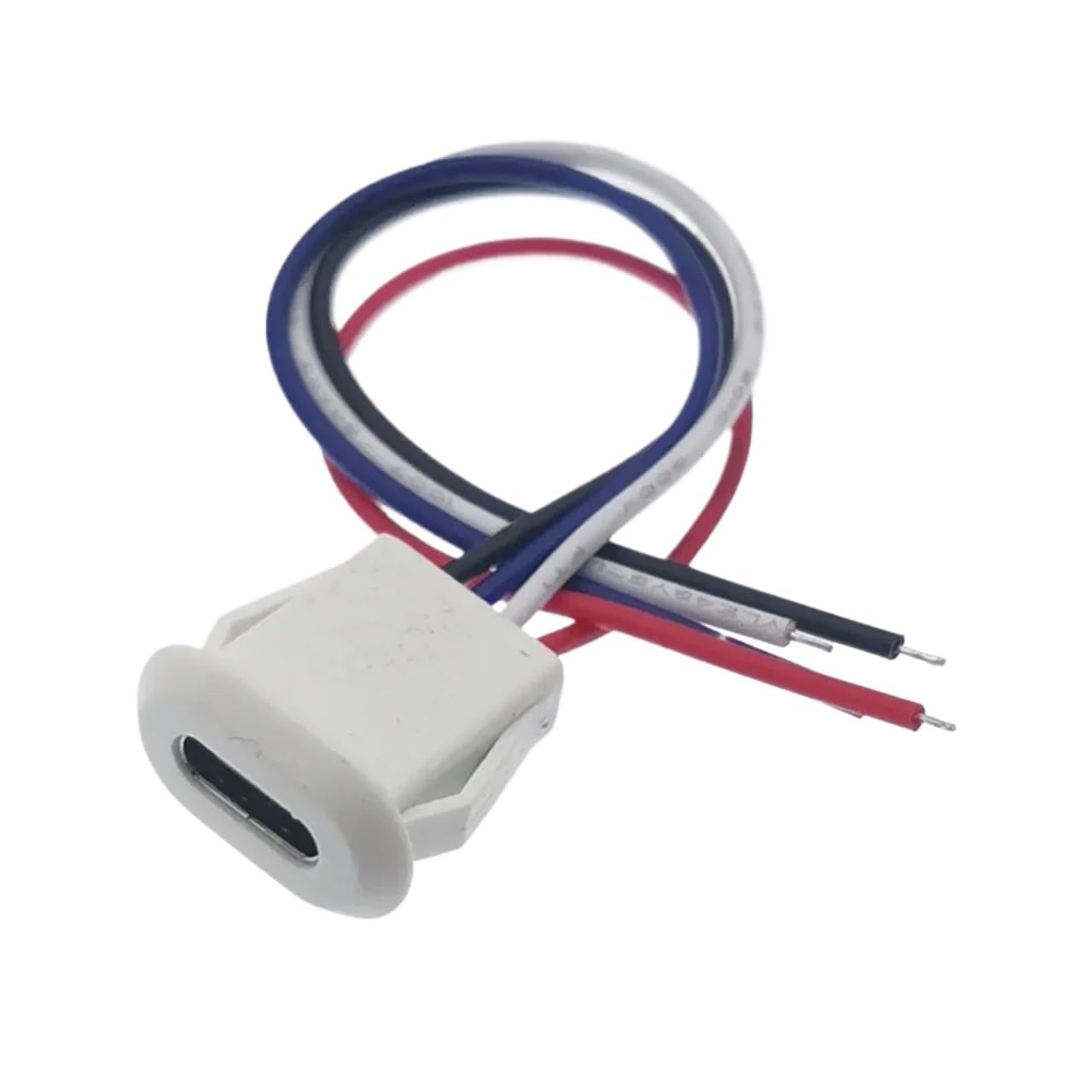 2Pin 4Pin USB Type C Connector Jack Female With Card Buckle 3A High Current Charging Jack Port USB-C Charger Plug Socket 2P 4P(4P-White)