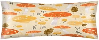 Satin Body Pillowcase Cartoon Mushroom Pattern Leaves,Long Pillow Case Cover with Zipper,Soft Breathable Smooth Cooling Soft Cushion Covers Bedding Pillow Cases Decorative 21