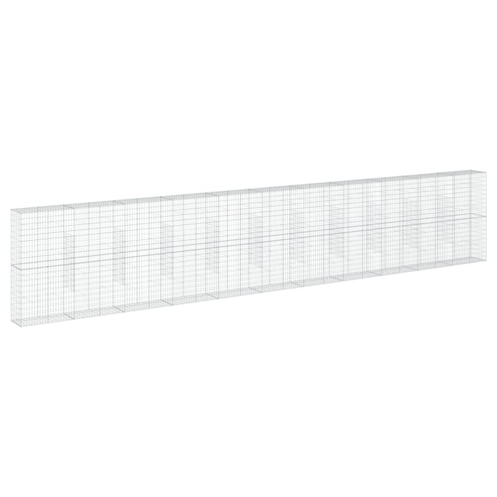 Gavión con tapa, 1100 x 50 x 200 cm, cesta de piedra galvanizada | Cesta de jardín resistente de hierro galvanizado, ideal como protección de privacidad estable o valla decorativa.