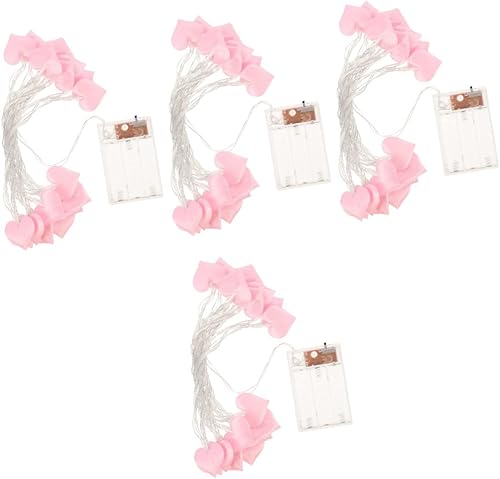 Uonlytech 4 unids cadena de luz de amor cadena de luces de hadas de batería Guirnaldas luminosas de interior de San Valentín luz de hadas de boda