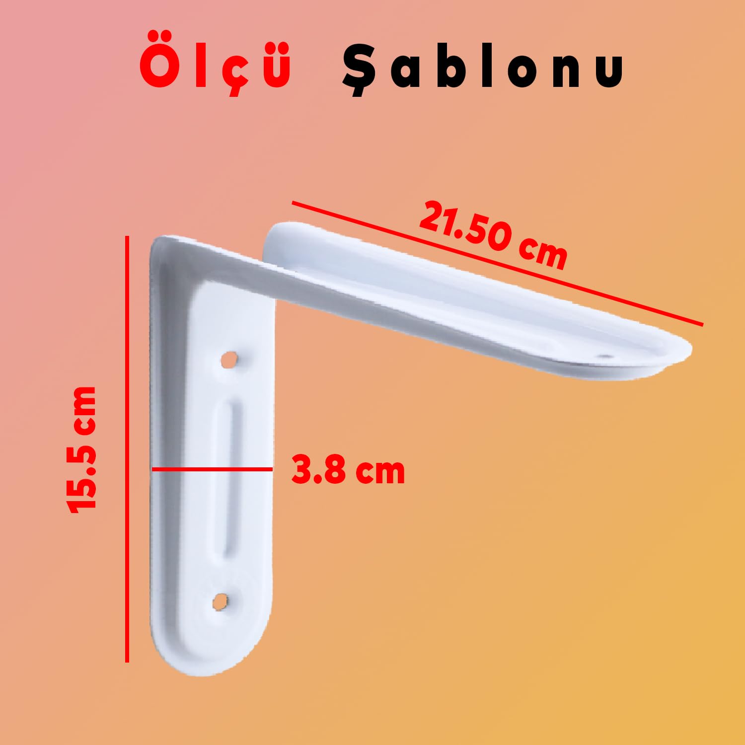 Badem10 Raf Altı Raf Tutucu Ayak Ferforje Beyaz Klas 21.5 x 15.5 cm 2 ADET (No:2)