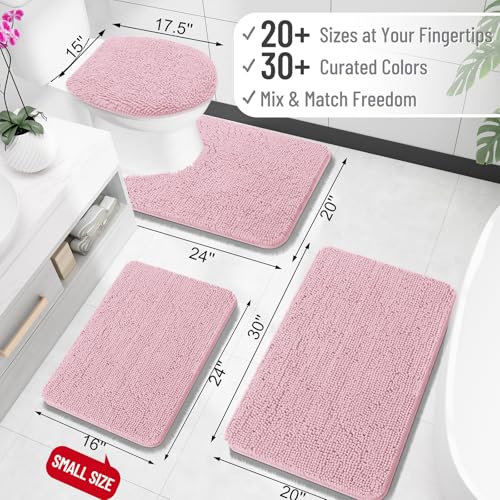 Image of OLANLY Bathroom Runner Rugs 59x24, Soft Absorbent Chenille Bath Rugs, Rubber Backing Quick Dry, Machine Washable Long Bath Mats for Bathroom Floor, Tub and Shower, Home Decor Accessories, Dusty Rose
