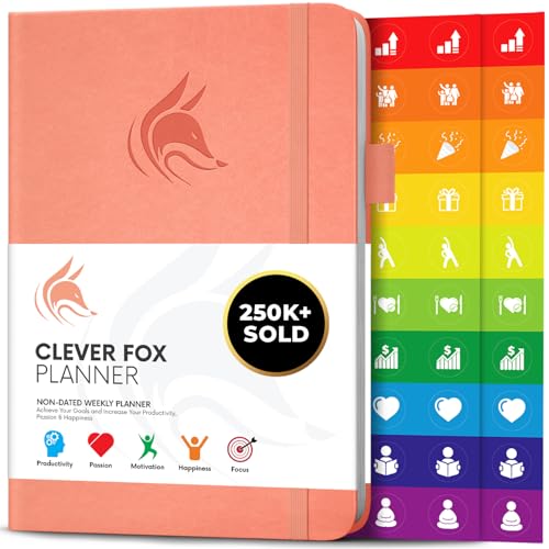 Clever Fox Weekly Planner Undated, Monthly & Daily Notebook, Peach Pink
