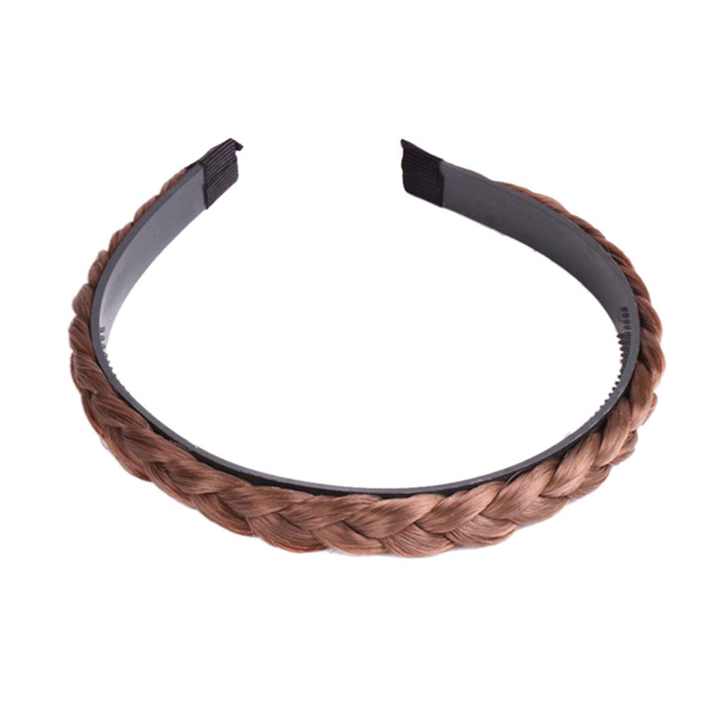 Sintético Grueso Del Pelo Trenzado Diadema Ancha Clásico Grueso Trenzado Trenzas Estiramiento Elástico Postizo Femenina Adolescente Accesorio De La Belleza
