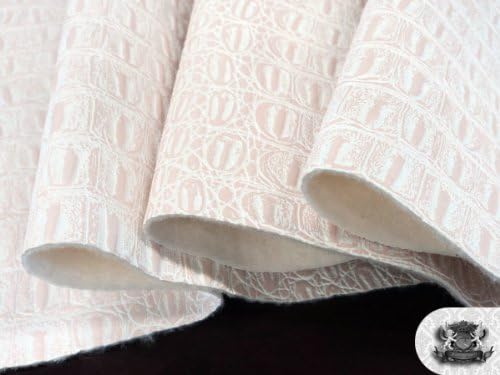 Vinyl Crocodile Gator Pearl Pink Faux/Fake Leather Fabric by The Yard