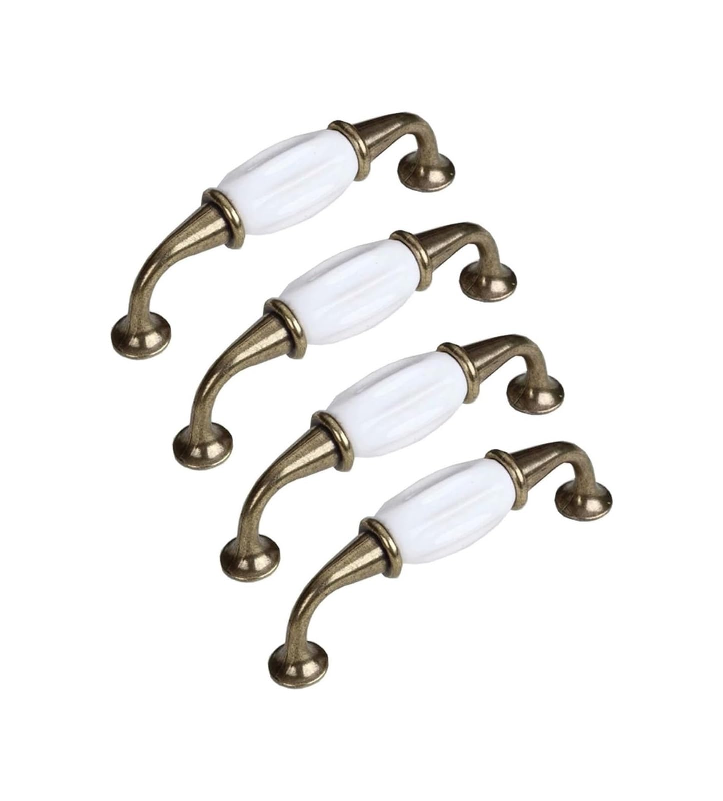 Opeximatun Ceramic Drawer Knobs, 4 Pcs Ceramic Cabinet Drawer Pull Handles, Zinc Alloy Base(Bronze,Hole Distance 96mm)
