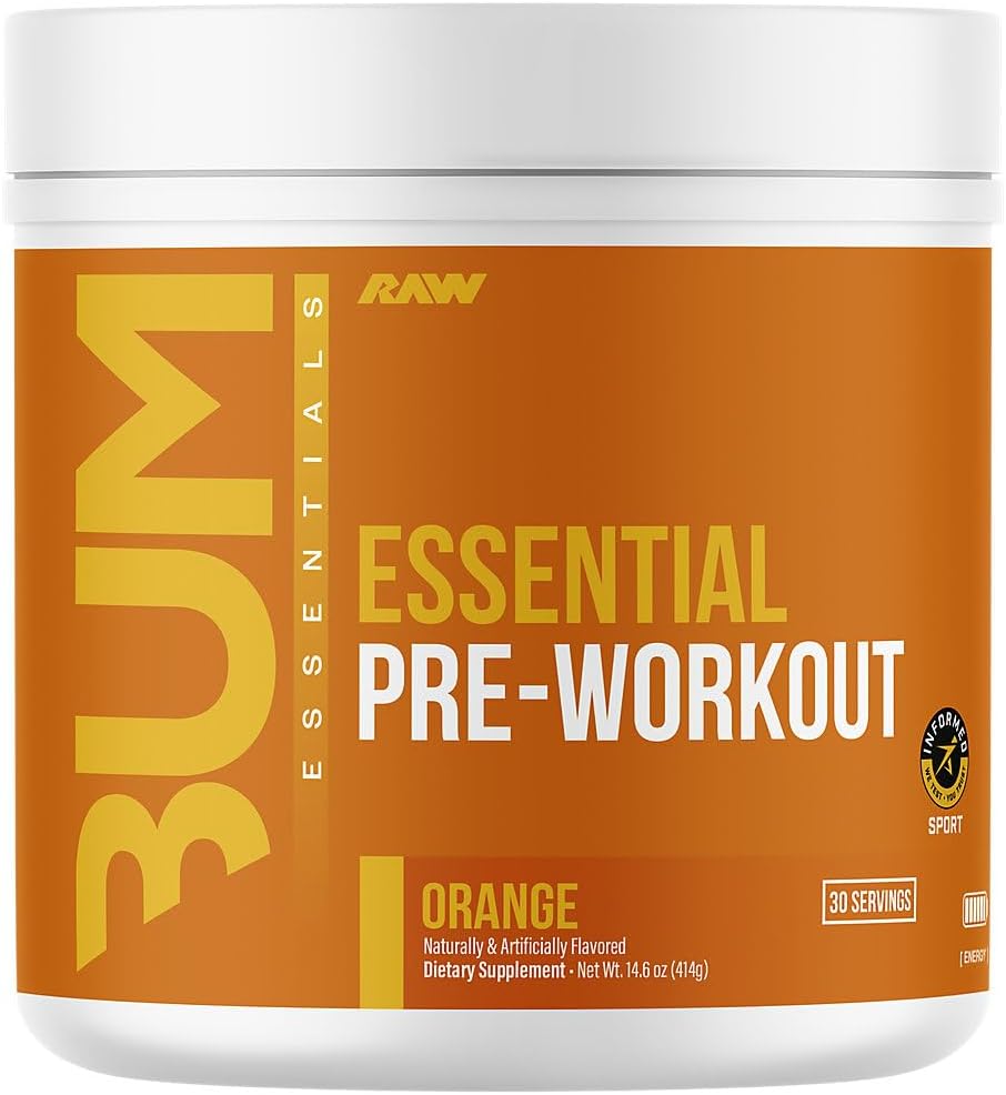 Essential Pre-Workout Powder (Orange) - Chris Bumstead Sports Nutrition Supplement for Men & Women - Preworkout Energy Powder with Caffeine, L-Citrulline, L-Tyrosine, & Beta Alanine Blend