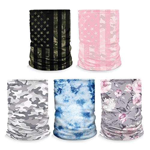 Controller Gear [5 Pack] Neck Gaiter - Face Mask - Made in USA. Green Flag Snow Camo Pink Camo Blue Tie Dye Floral - Not Machine Specific