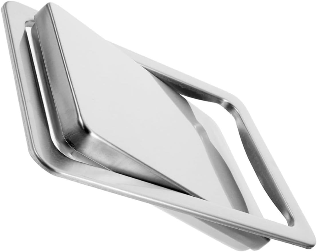 OUNONA Rectangular Stainless Steel Trash Can Lid with Smell Control and Spacesaving Installation for Bar Area and Bar Counters, Stylish and Elegant Design