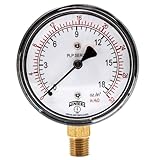 Winters PLP Series Steel Dual Scale Low Pressure Gauge with Brass Internals, 0-32' Water/Oz, 2-1/2' Dial Display, +/- 3-2-3% Accuracy, 1/4' NPT Bottom Mount