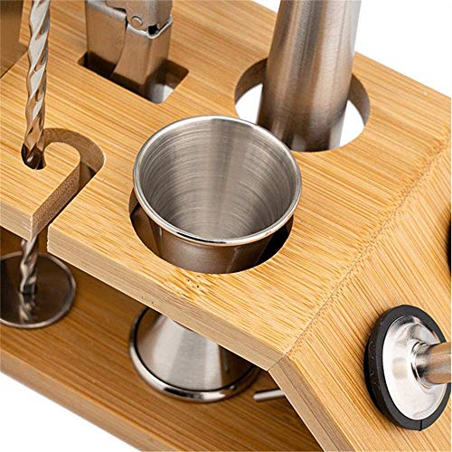Kit de Bartender con 9 piezas y soporte de acero inoxidable miniatura 4