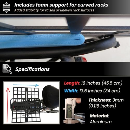 Rear E-Bike Rack Basket Holder &ndash; Wide Cargo Carrier for Large Suitcases, Delivery Backpacks & Crates, Includes Mounting Accessories and Bungee Tie Downs.