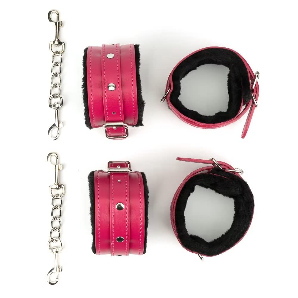 SISWIMMens Wide Cuff Wrap Gothic Wristband Punk Wrist Cuffs Fashionable Plush Handcuffs, Posing As Props for Police Games, Parties and Masquerade Parties