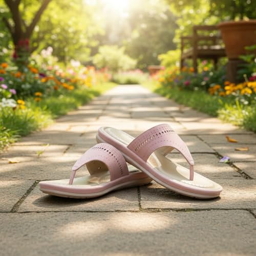 Image of DOCTOR EXTRA SOFT Women's Flat Memory Foam Slippers /Flip-Flops Fashion Stylish Casual Comfortable Diabetic Orthopedic Lightweight Synthetic Slip-On Sandals With Adjustable Strap For Girls D-608