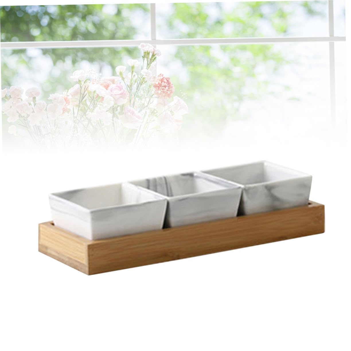 TOPBATHY Vassoio Snack in con Piatto Portafrutta Scomparti Grigio per Frutta Secca Dolci e Aperitivi e Feste
