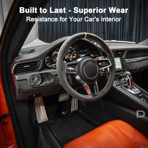 Image of Premium Light Blue Suede Fabric Wrap - 12x48 inch Suede Wrap for Car Interior - Self-Adhesive Microfiber and Synthetic Leather, Stretchable Interior Film for Car and Home Decor