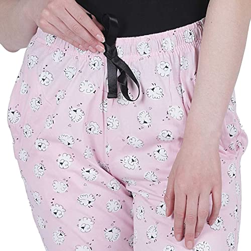 Image of Women's Cotton Printed Night Pyjama with Two Pockets