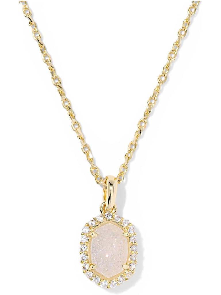 Gold Kendra Scott Daphne Crystal Frame Short Pendant Necklace