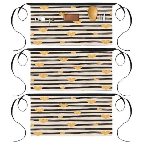 Tablier court anti-tache lot de 3 demi-tabliers à poches pour simplifier le service