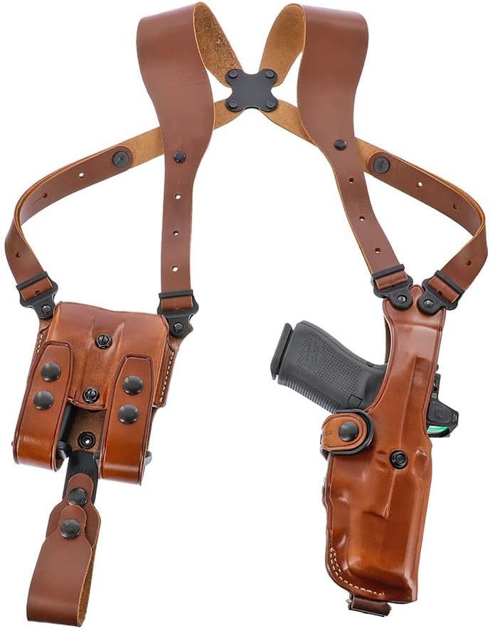 Galco Holsters VHS4-226R VHS 4.0 Leather Vertical Shoulder System Compatible with Glock 19 with/Without Red Dot, Ambidextrous, Tan Finish