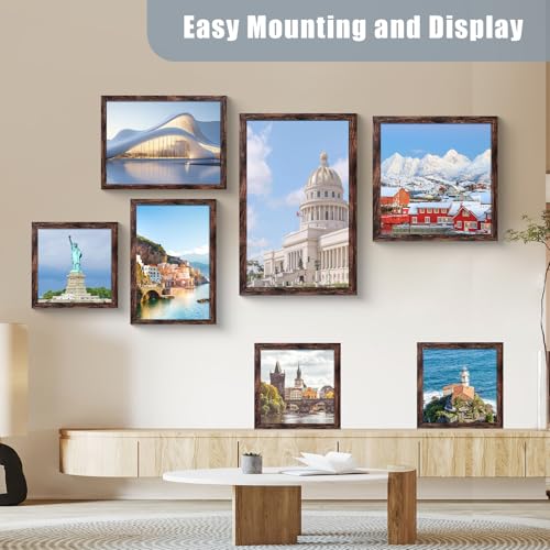 Image of LUCKYLIFE 9x12 Picture Frame Brown for Wall Mounting, 2 Pack