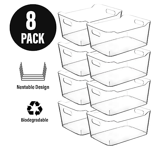 Clear storage organizer bins, Medium Kitchen Cabinet Organizers and Storage Baskets Pantry Fridge Containers for Organizing Cabinet Organization Perfect for Foods Snacks Chips Vitamin spices by CONTROL KITCHEN - Image 5