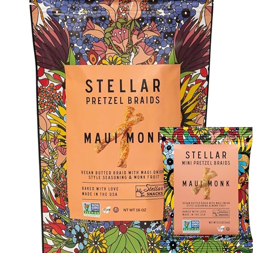 Stellar Snacks Pretzel Braids - Regular Big Bag & Mini Pretzel Braids Combo - Regular & Mini Maui...