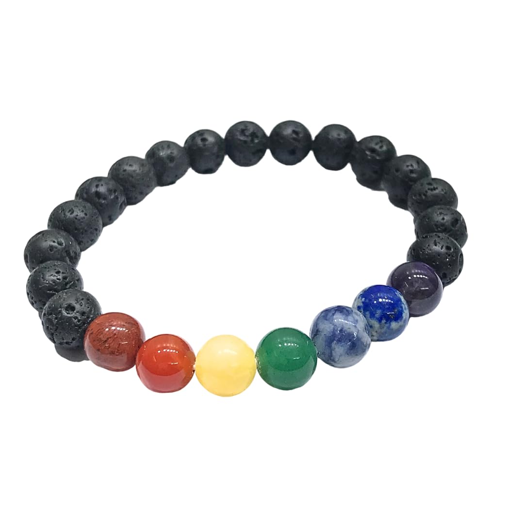 Aeora Rocks : Seven Chakra & Lava Bracelet - Natural Healing Beads Bracelet - Harness the Power of Chakras for Balance and Harmony (Size - 8mm) (B0C3R65YRW) Amazon Price History, Amazon Price Tracker