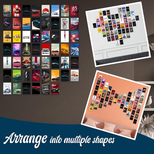Image of ZENDEN STORE Pack of 54 Cars Wall Collage Kit Posters - 4x6 Inch, 300 GSM Matte Cardstock with 300+ Glue Dots - Sports & Automotive Wall Decor for Bedroom, Dorm, Garage